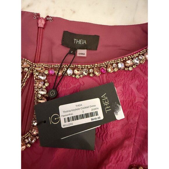 NWT Theia Thelma Keyhole Cocktail Dress Pink Sz 2 $645 [jb] - Picture 8 of 13